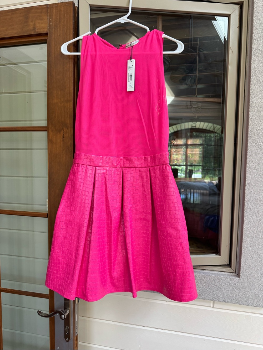Alice + Olivia Vibrant Hot Pink Pleated Waist Mini Dress